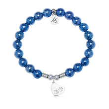 Load image into Gallery viewer, Paws of Love Charm with Navy Agate Gemstone Bracelet
