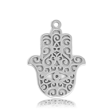Load image into Gallery viewer, Peach Moonstone Stone Bracelet with Hamsa Sterling Silver Charm
