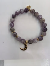 Load image into Gallery viewer, Gold Collection - Lepidolite Quartz Gemstone Bracelet with Friendship Stars Gold Charm
