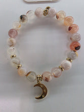Load image into Gallery viewer, Gold Collection - Sakura Agate Gemstone Bracelet with Friendship Stars Gold Charm

