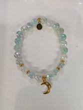 Load image into Gallery viewer, Gold Collection - Aqua Agate Gemstone Bracelet with Friendship Stars Gold Charm
