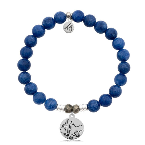 Royal Jade Stone Bracelet with Cactus Sterling Silver Charm