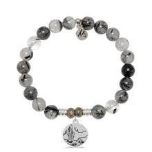Load image into Gallery viewer, Rutilated Quartz Gemstone Bracelet with Cactus Sterling Silver Charm

