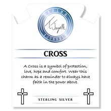 Load image into Gallery viewer, Sakura Agate Gemstone Bracelet with Cross CZ Sterling Silver Charm
