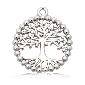 Sakura Agate Gemstone Bracelet with Family Tree Sterling Silver Charm