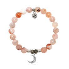 Load image into Gallery viewer, Sakura Agate Gemstone Bracelet with Friendship Stars Sterling Silver Charm
