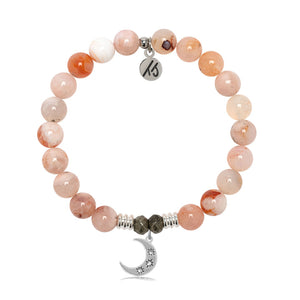 Sakura Agate Gemstone Bracelet with Friendship Stars Sterling Silver Charm