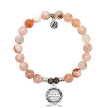 Load image into Gallery viewer, Sakura Agate Stone Bracelet with Thank You Sterling Silver Charm
