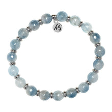 Load image into Gallery viewer, Silver Empowered Elegance Collection- Aquamarine Jade Gemstone Bracelet
