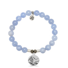 Load image into Gallery viewer, Sky Blue Jade Gemstone Bracelet with Cactus Sterling Silver Charm
