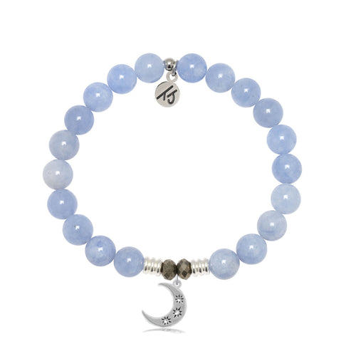 Sky Blue Jade Gemstone Bracelet with Friendship Stars Sterling Silver Charm