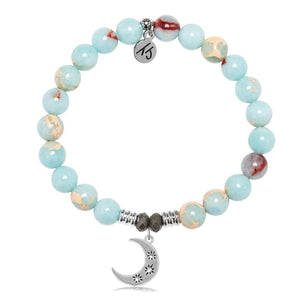 Snakeskin Jasper Gemstone Bracelet with Friendship Stars Sterling Silver Charm