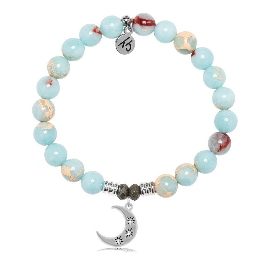 Snakeskin Jasper Gemstone Bracelet with Friendship Stars Sterling Silver Charm