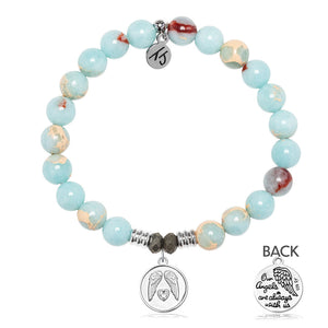 Snakeskin Jasper Bracelet with Guardian Sterling Silver Charm