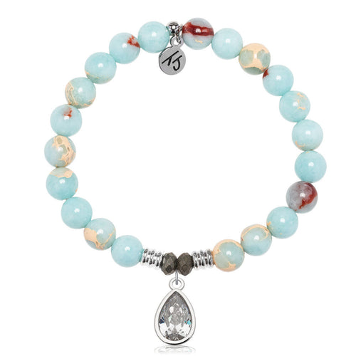 Snakeskin Jasper Gemstone Bracelet with Inner Beauty Sterling Silver Charm