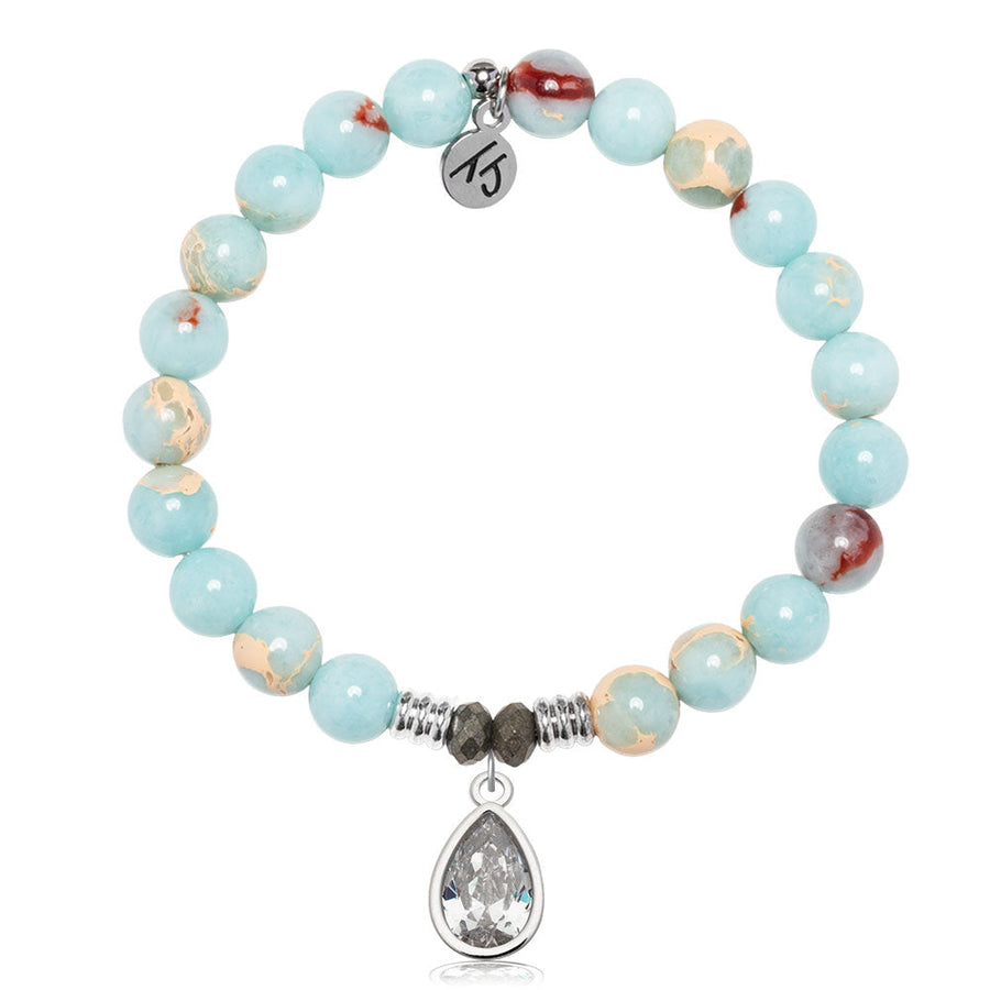 Snakeskin Jasper Gemstone Bracelet with Inner Beauty Sterling Silver Charm