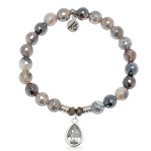 Storm Agate Gemstone Bracelet with Inner Beauty Sterling Silver Charm