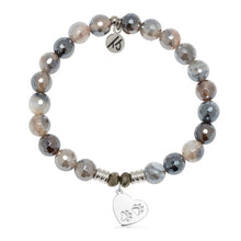 Load image into Gallery viewer, Storm Agate Gemstone Bracelet with Paws of Love Sterling Silver Charm
