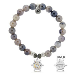 Storm Agate Stone Bracelet with Believe in Yourself Sterling Silver Charm