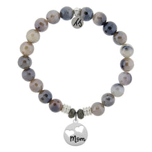 Load image into Gallery viewer, Storm Agate Gemstone Bracelet with Mom Hearts Sterling Silver Charm
