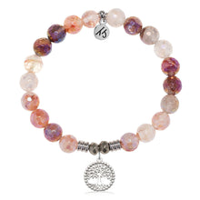 Load image into Gallery viewer, Strawberry Quartz Gemstone Bracelet with Family Tree Sterling Silver Charm
