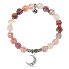 Load image into Gallery viewer, Strawberry Quartz Gemstone Bracelet with Friendship Stars Sterling Silver Charm
