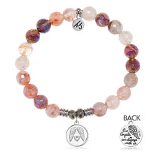 Load image into Gallery viewer, Strawberry Quartz Gemstone Bracelet with Guardian Sterling Silver Charm
