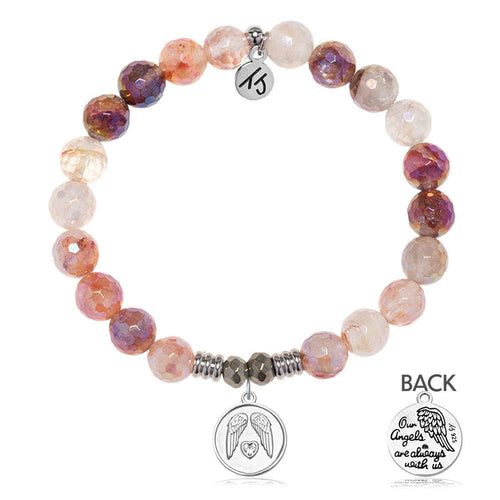 Strawberry Quartz Gemstone Bracelet with Guardian Sterling Silver Charm