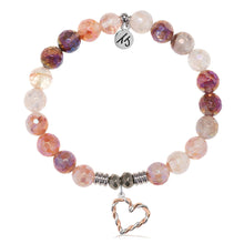Load image into Gallery viewer, Strawberry Quartz Gemstone Bracelet with Sweet Love Sterling Silver Charm
