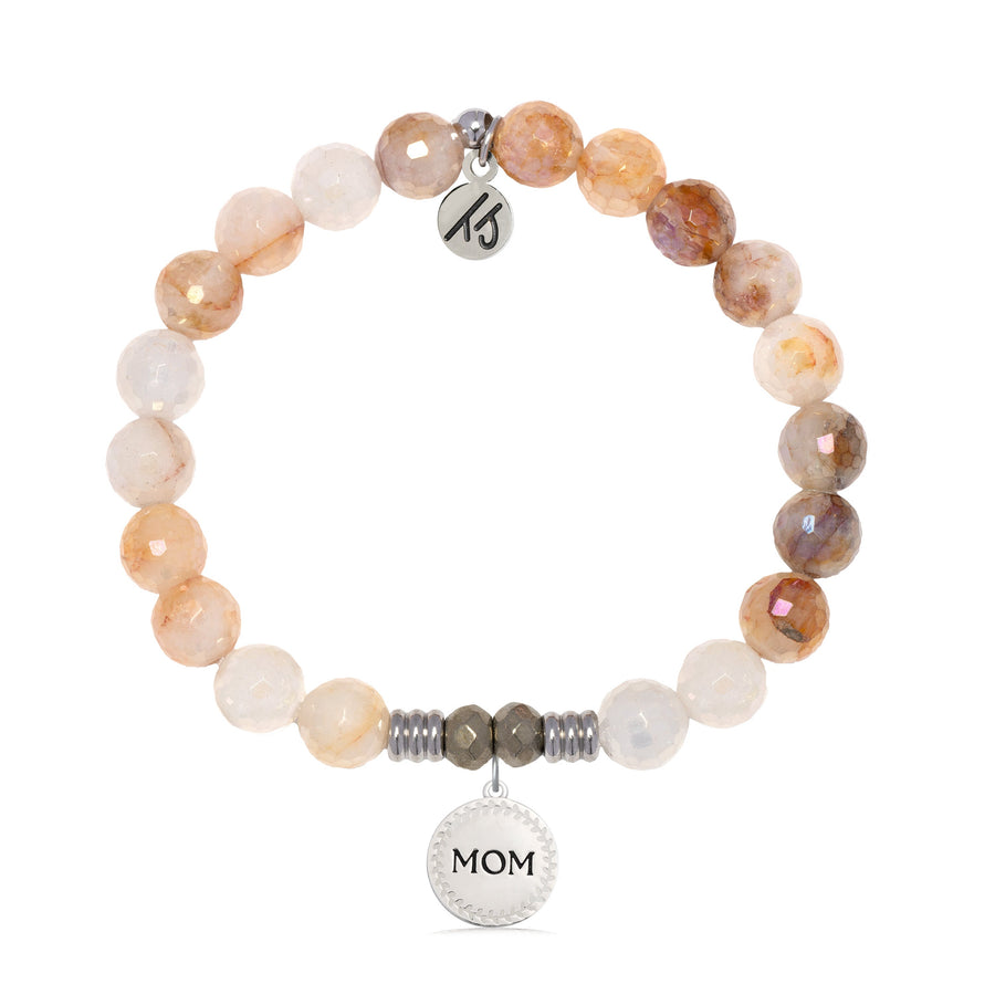 Sunset Quartz Gemstone Bracelet with Endless Love Mom Sterling Silver Charm