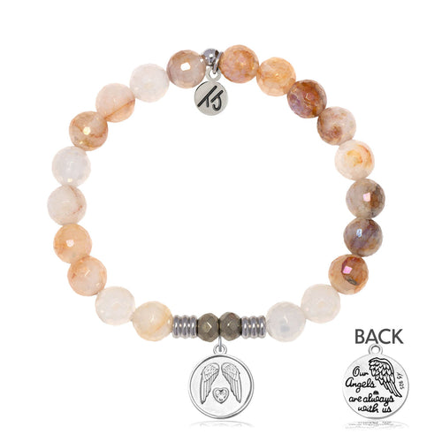 Sunset Quartz Gemstone Bracelet with Guardian Sterling Silver Charm
