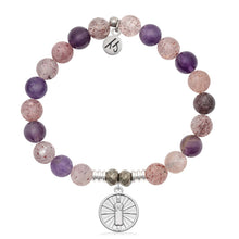 Load image into Gallery viewer, Super 7 Gemstone Bracelet with Be the Light Sterling Silver Charm
