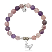 Load image into Gallery viewer, Super 7 Stone Bracelet with Butterfly Sterling Silver Charm
