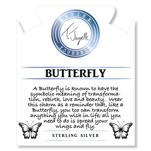 Super 7 Stone Bracelet with Butterfly Sterling Silver Charm