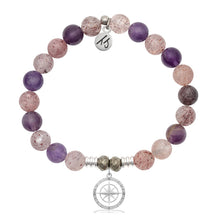 Load image into Gallery viewer, Super 7 Stone Bracelet with Compass Rose Sterling Silver Charm
