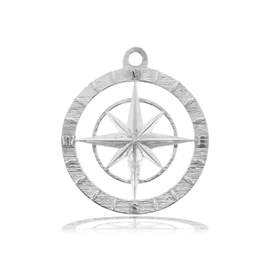 Super 7 Stone Bracelet with Compass Rose Sterling Silver Charm