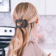 Load image into Gallery viewer, Truly Taupe Quilted Medium Flat Round Hair Clip
