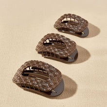 Load image into Gallery viewer, Truly Taupe Quilted Medium Flat Round Hair Clip
