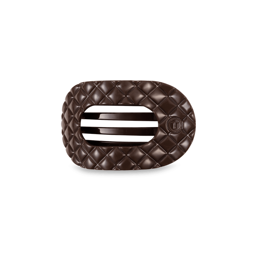 Truly Taupe Quilted Small Flat Round Hair Clip