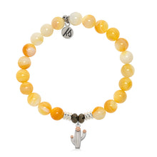 Load image into Gallery viewer, Yellow Shell Gemstone Bracelet with Cactus Sterling Silver Charm
