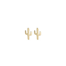 Load image into Gallery viewer, Mini Cactus Stud Earrings - 925 Sterling Silver w/14K Yellow Gold Plating
