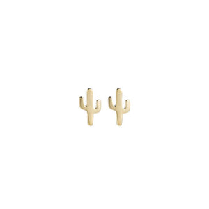 Mini Cactus Stud Earrings - 925 Sterling Silver w/14K Yellow Gold Plating