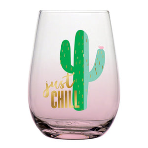 Stemless Wine Glass - Cactus Just Chill