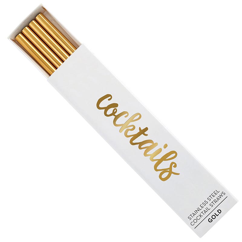 Cocktail Straws Set - Gold