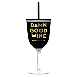 Double-Wall Wine Glass - Damn Good with Reusable Straw