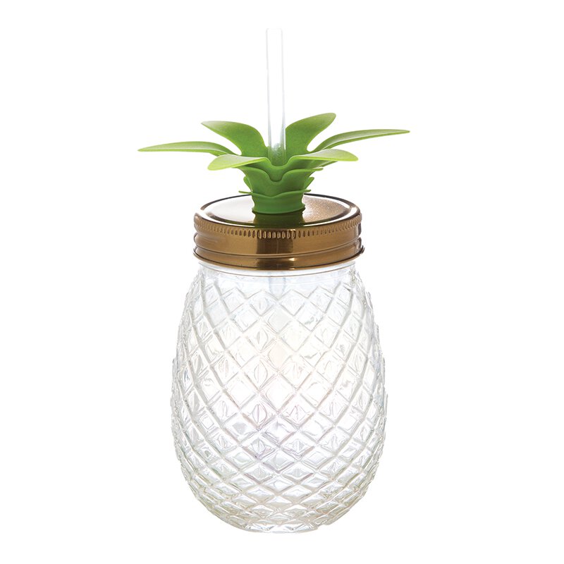 Pineapple Shaped Sipper - Clear w/Reusable Strraw