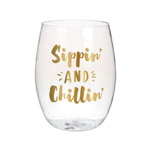 Stemless Acrylic Wine Glass Set of 4 - Sippin & Chillin