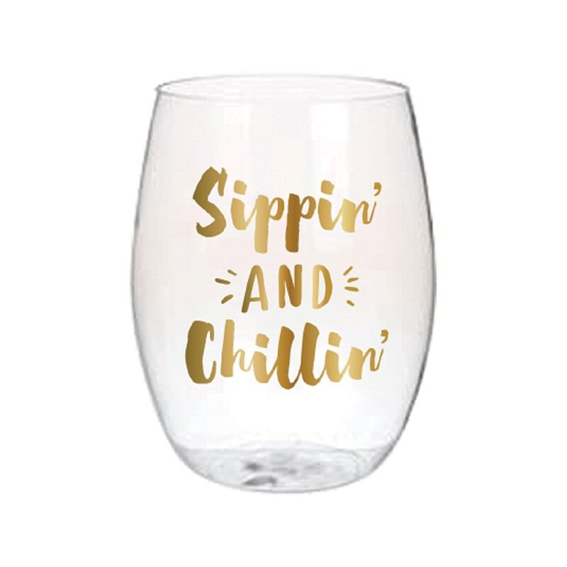 Stemless Acrylic Wine Glass Set of 4 - Sippin & Chillin