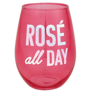 Stemless Wine Glass - Rose All Day