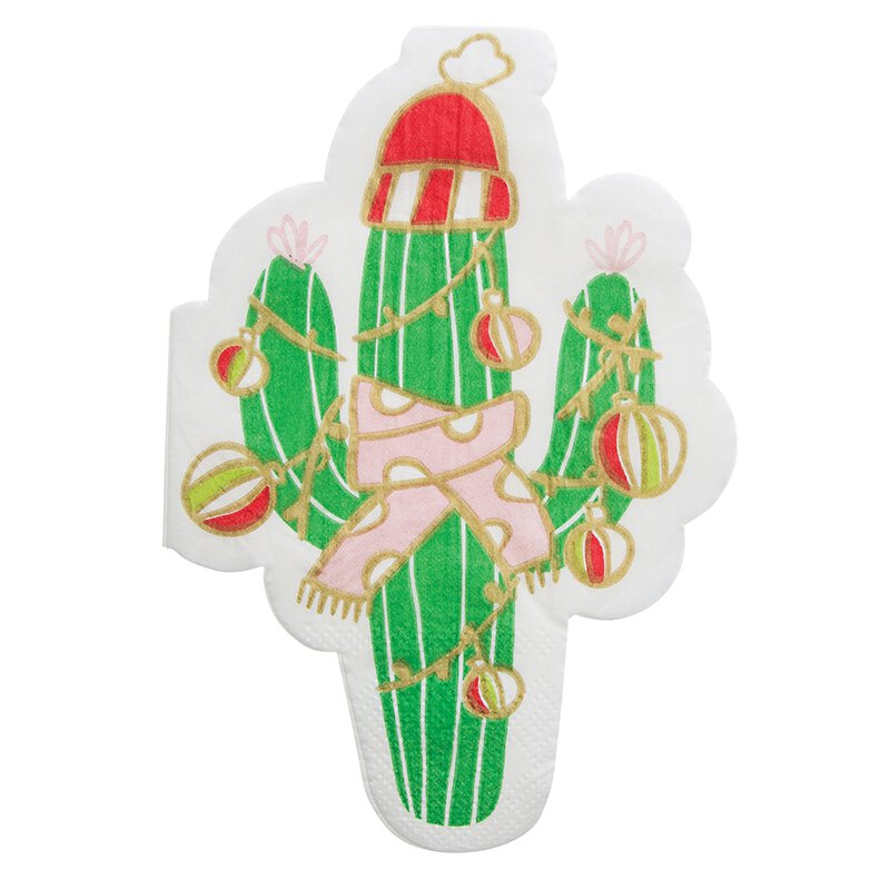 Shaped Napkins - Christmas Cactus